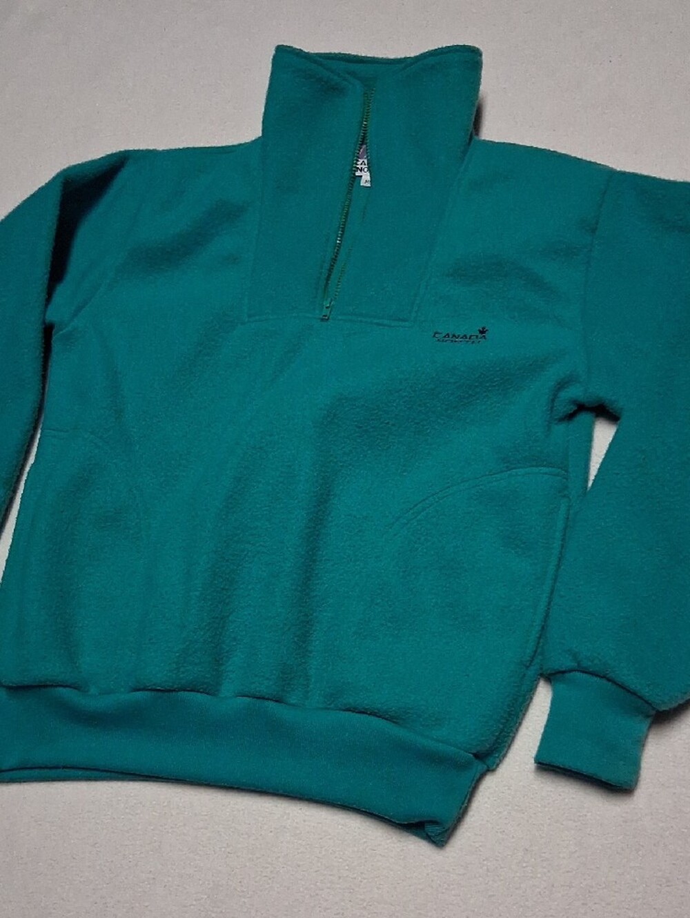 Vintage Canada NORTH Teal Quarter-Zip Fleece Pullover - Picture 2 of 8